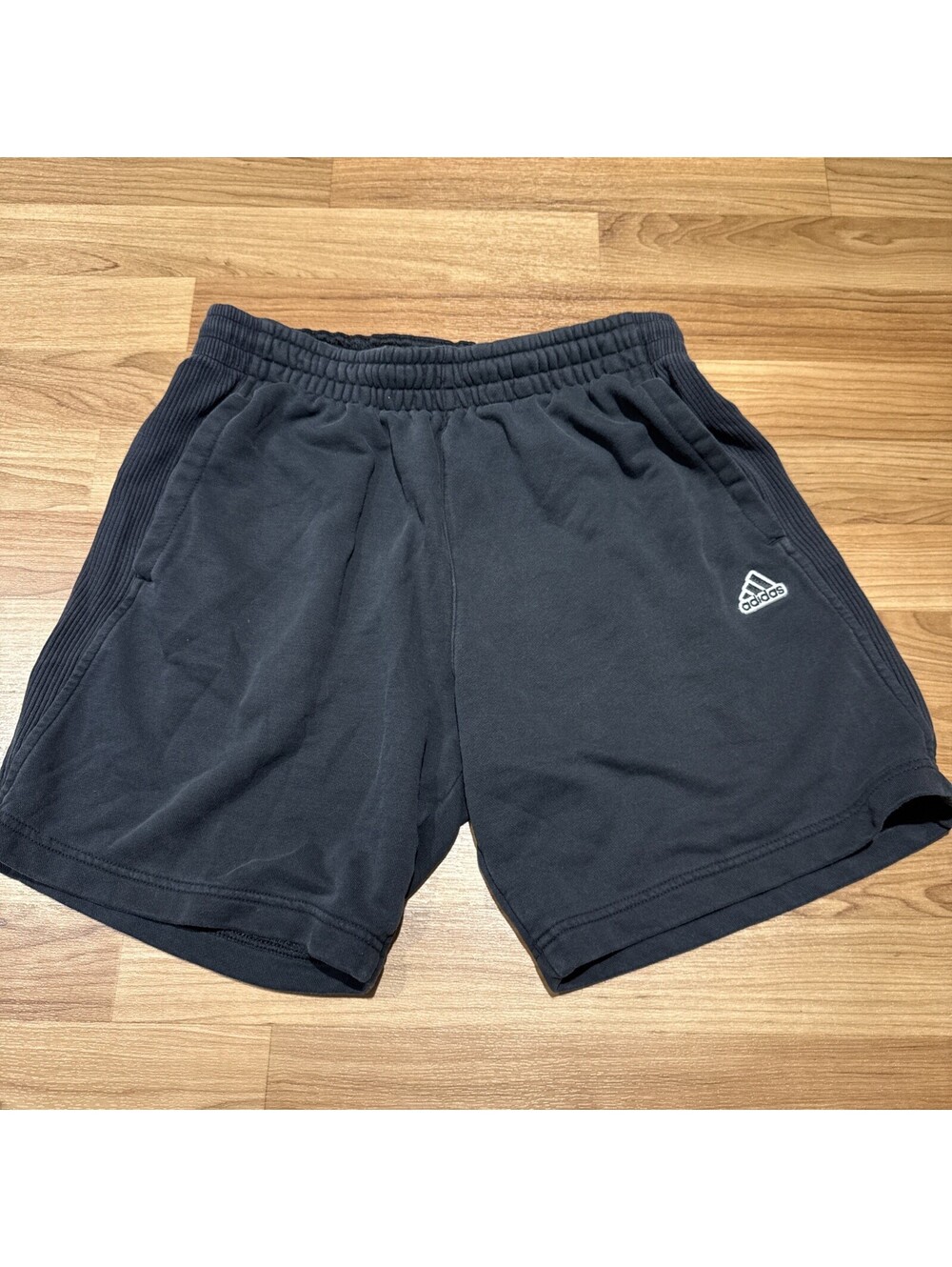 Adidas Men's Essentials Fleece Rib Shorts H59417 Black Drawstring Size M